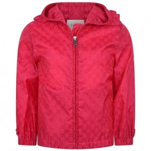NEW GUCCI Girls Cerise GG Nylon Jacket 5 years Pink logo